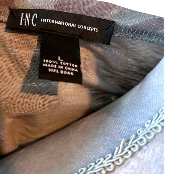 INC International Concepts Camo Print T-Shirt Drawstring Sides Size L - Picture 5 of 6